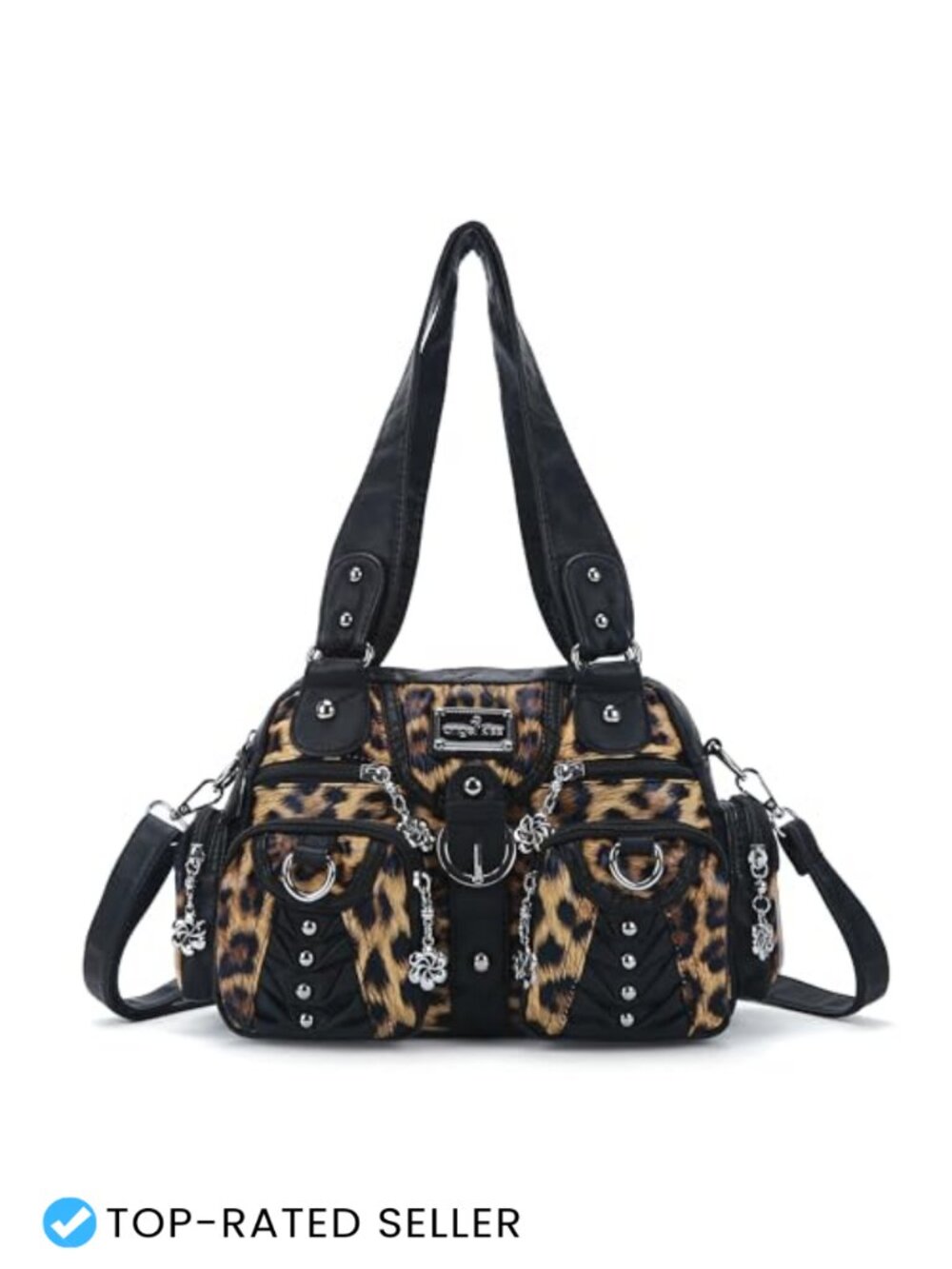 Vegan Leather Hobo Shoulder Crossbody Bag Multipocket Purse with Adjustable